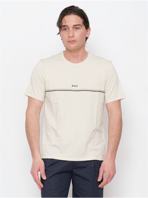 T-shirt del pigiama in cotone elasticizzato con logo stampato BOSS | 50515395131