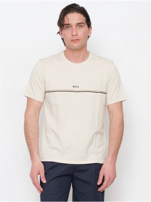 T-shirt del pigiama in cotone elasticizzato con logo stampato BOSS | 50515395131