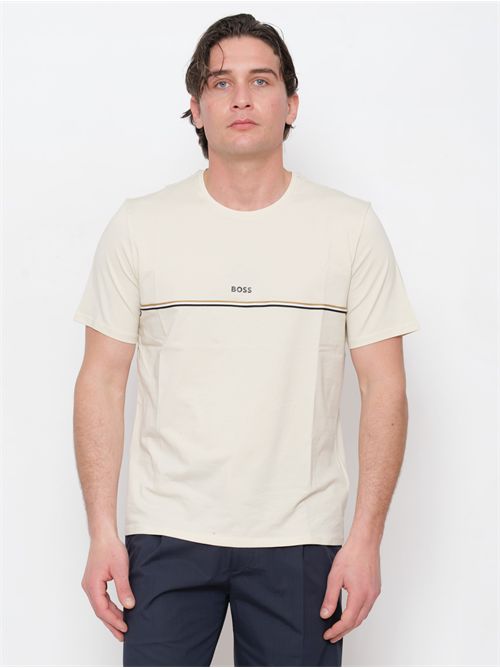T-shirt del pigiama in cotone elasticizzato con logo stampato BOSS | 50515395131