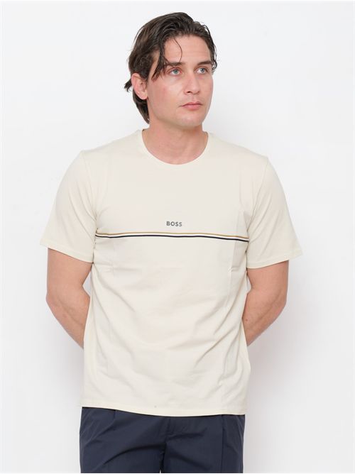 T-shirt del pigiama in cotone elasticizzato con logo stampato BOSS | 50515395131