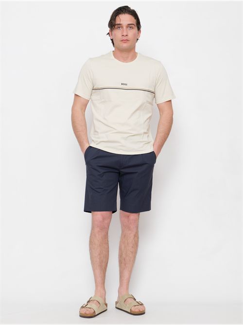 T-shirt del pigiama in cotone elasticizzato con logo stampato BOSS | 50515395131